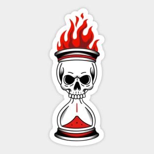 Burning Skull Hourglass Time Sticker